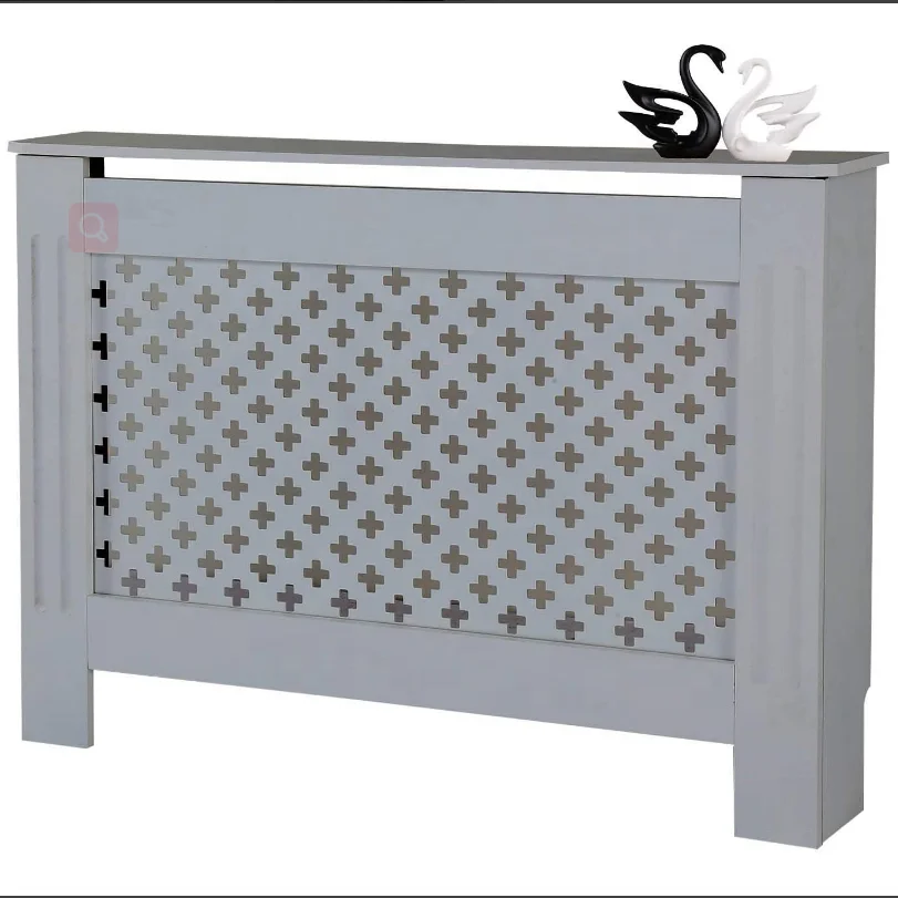 Wood MDF Traditional Cross Design Modern Adjustable Grey Painted Adjustable Radiator Cover Cabinet