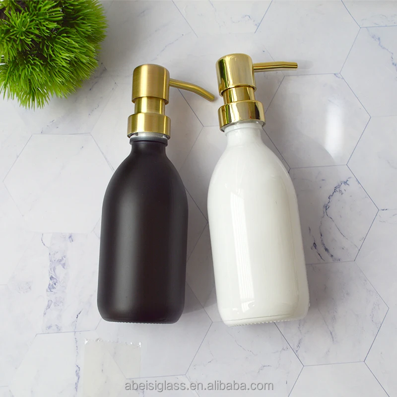 200/250/300ml Refillable Glass Hand Sanitizer Dispenser Apothecary Bottle with Gold Pump