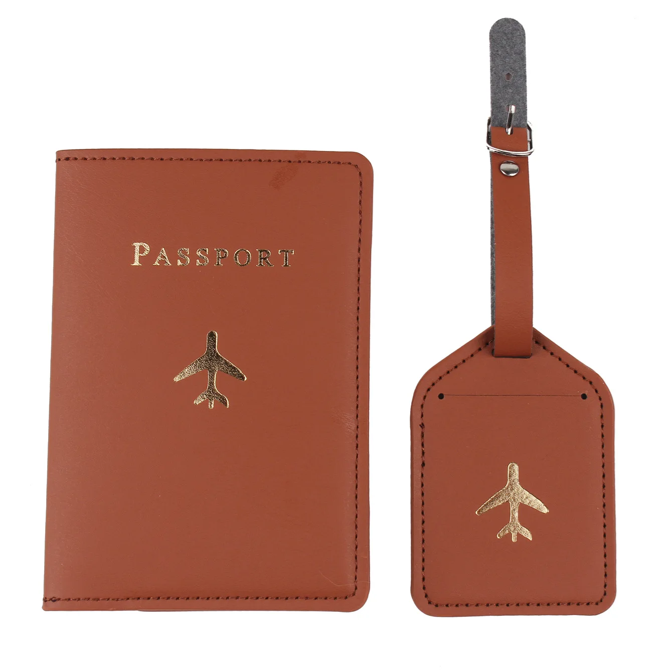 Custom logo travel passport holder set PU leather passport holder and luggage tag set personalized passport holder luggage tag