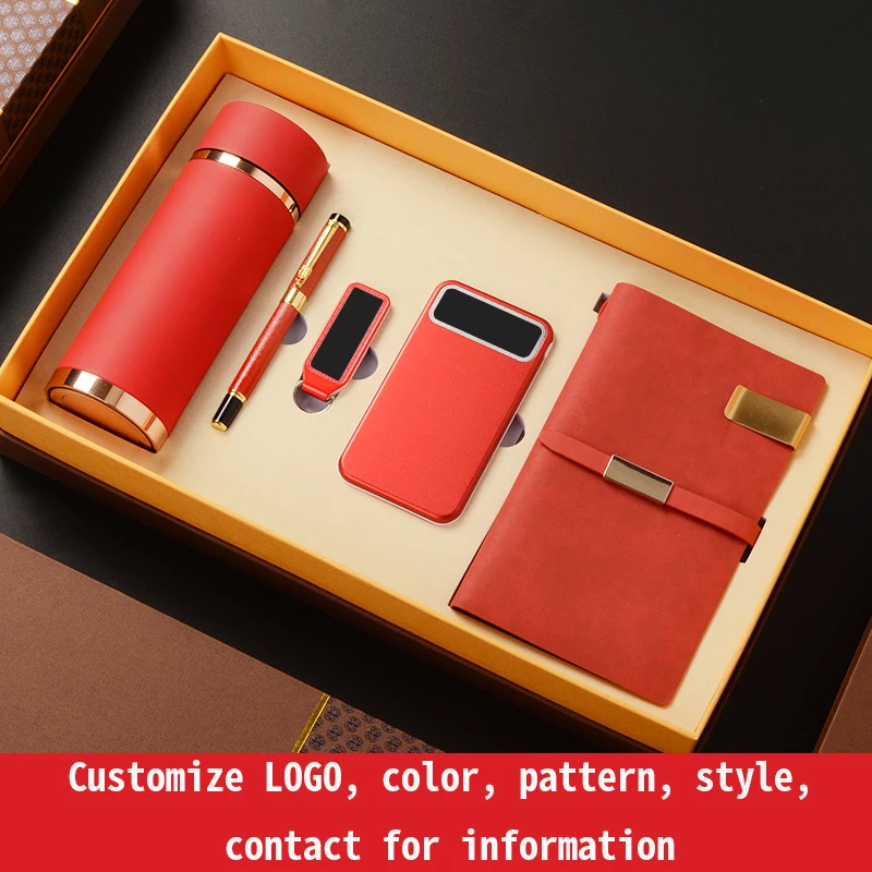 unique products Pen USB Power Bank Notebook Flask Luxury Fashion Gift Set for Wedding Guests promotional products for business