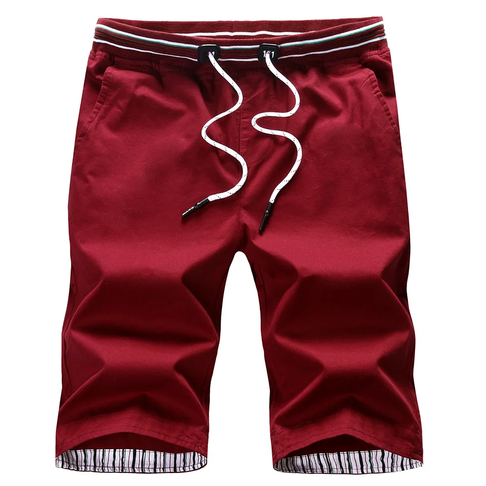 
Hot Sale Casual Beach Shorts Homme men Quality 100% cotton Bottoms Elastic Waist Fashion Brand Board shorts 