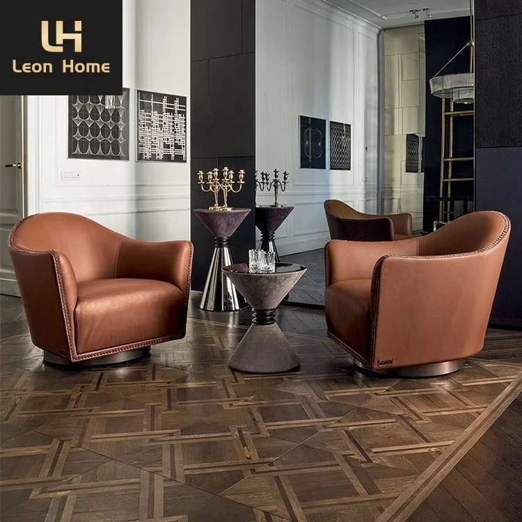 Italian design lobby customized furniture armchair luxury single leather leisure chair