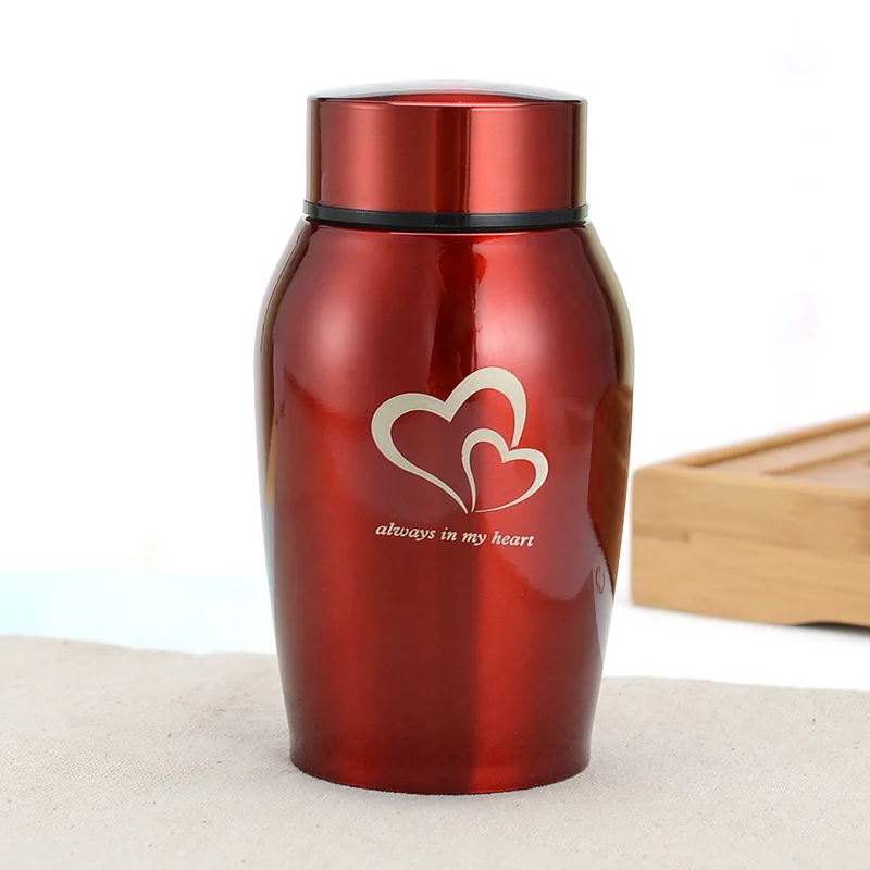 Gold/Silver Stainless Steel Urns Pet Dog Cat Bird Hamster Cremation Ashes Souvenir Coffin Ashes Pet Memorial