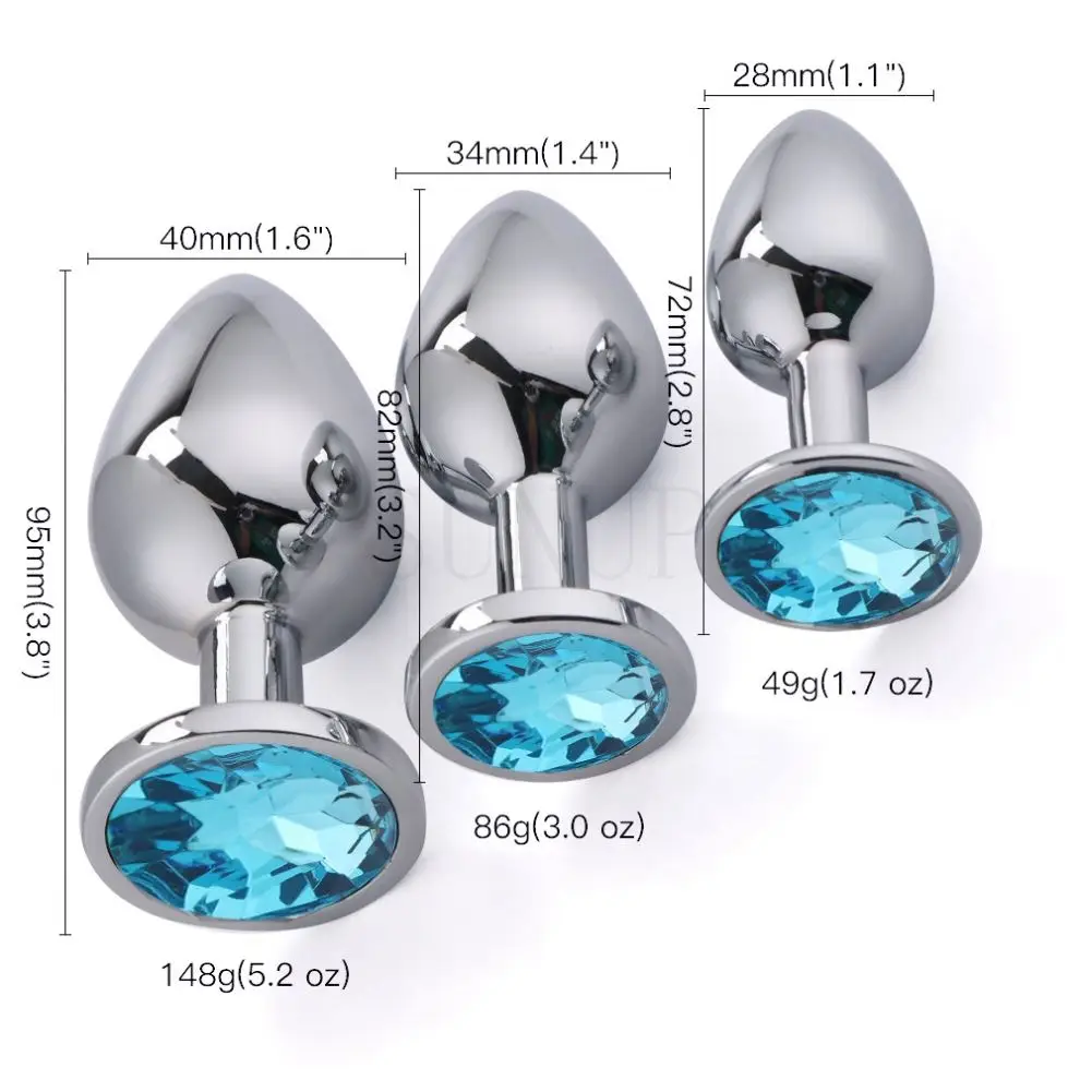 Free Custom Box - Sexy Adult Toy Silver Metal Aluminum Round Circular cone Multicolor Jewel Crystal Anal Butt Plug