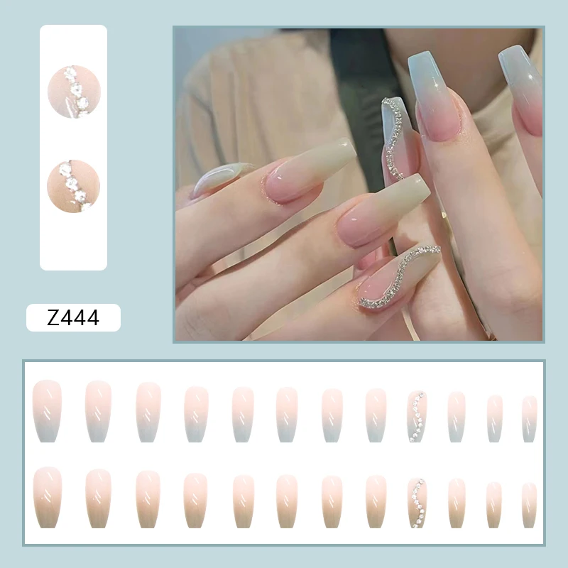 Manicure Showing Cool Caramel Cream Card Artificial False Nails Instagram Style Sweet Color Full Cover Acrylic Girl White Finger