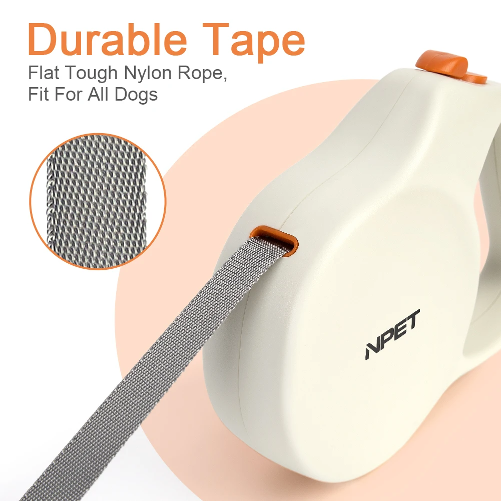 Strong nylon tape adjustable retractable automatic dog leash with brake