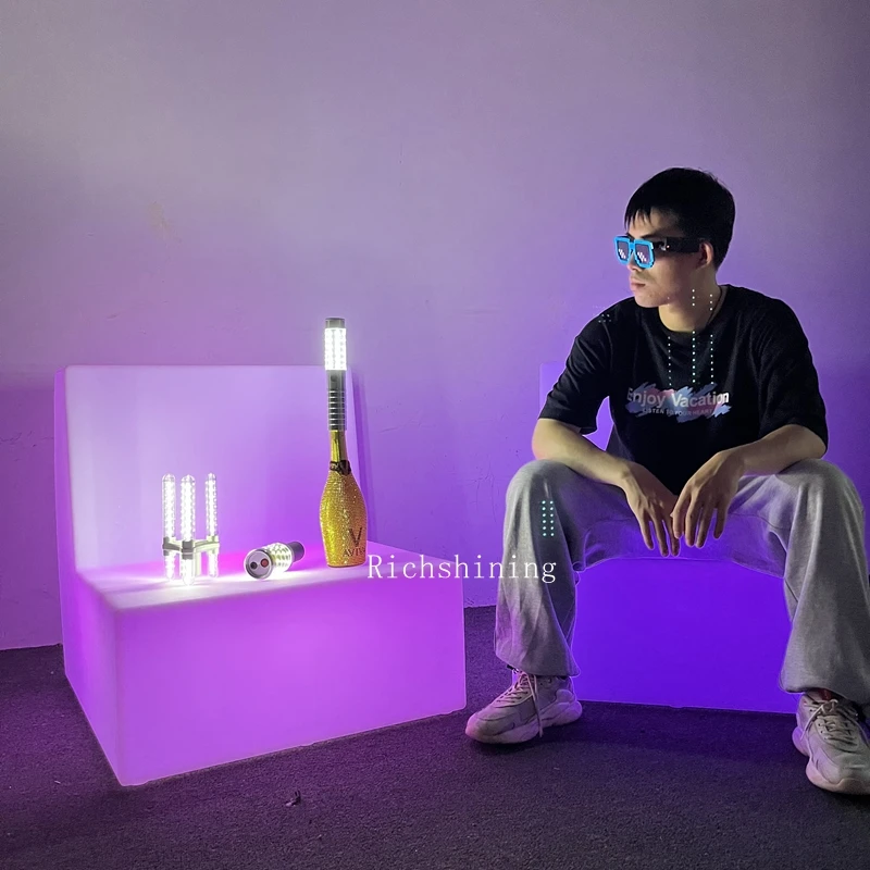 RICHSHINING Plastic Material Furnishing Rechargeable Right Angle Sofa Corner Sofa Bar Furniture For Nightclub/ KTV/Night Club