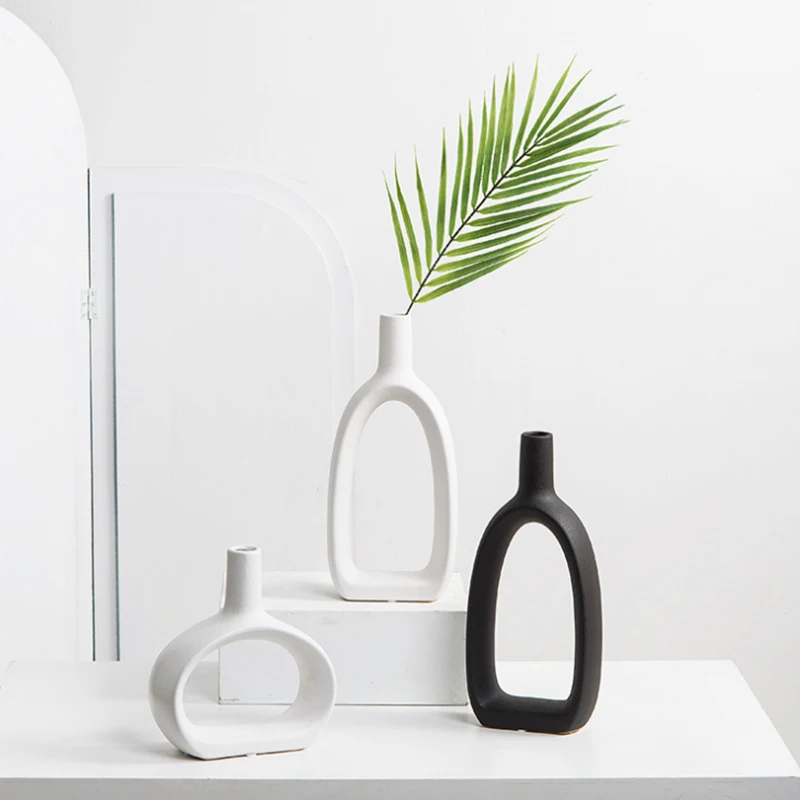 Глянцевая круглая керамическая ваза с геометрическим рисунком для украшения дома