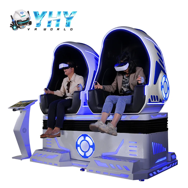 YHY Factory Kids Play Attraction Rides Virtual Reality Cinema Double 2 Seats Egg Chair Driving VR Simulator 9D
