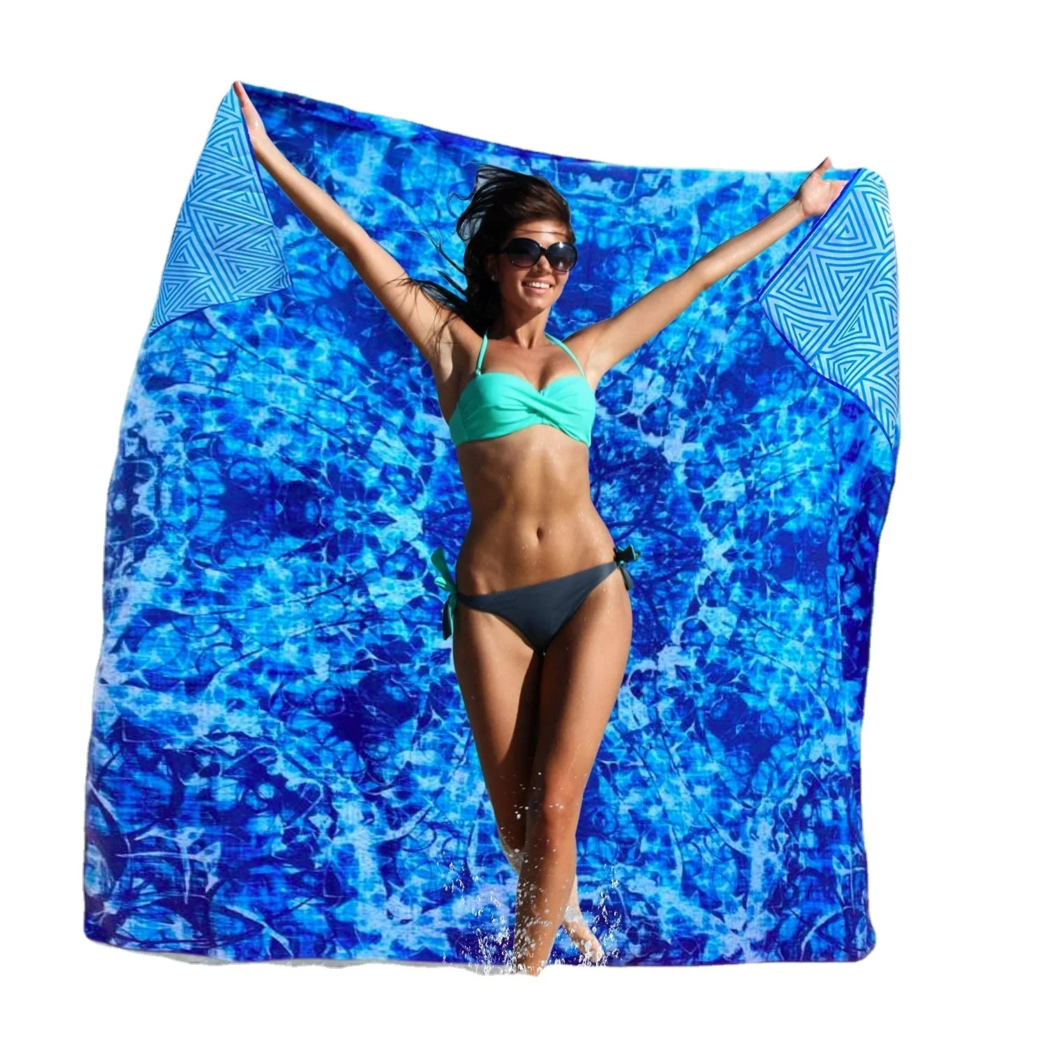 High Quality Suede Microfiber Two Side Printed Beach Towel Quick Dry Sand Free Proof Recycled Beach Towel