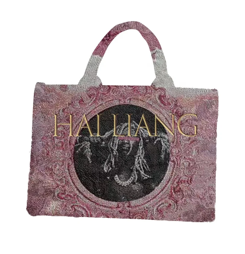 Tapestry Mini Tote Bag For Women Handbags With Zipper Custom Printed Logo Ladies Shopping Bag Small Tote Bags