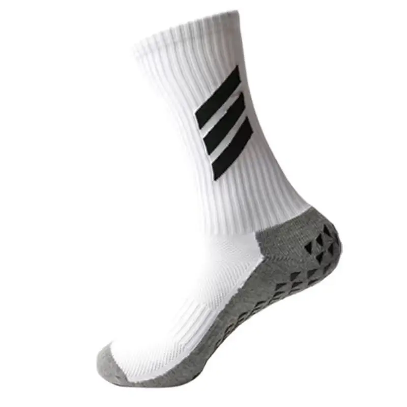 Men Hot Sale Fashion Three Stripe Crew Sports Breathable Anti Slip Sox Soccer Athletic Custom Logo Football Grip Socks