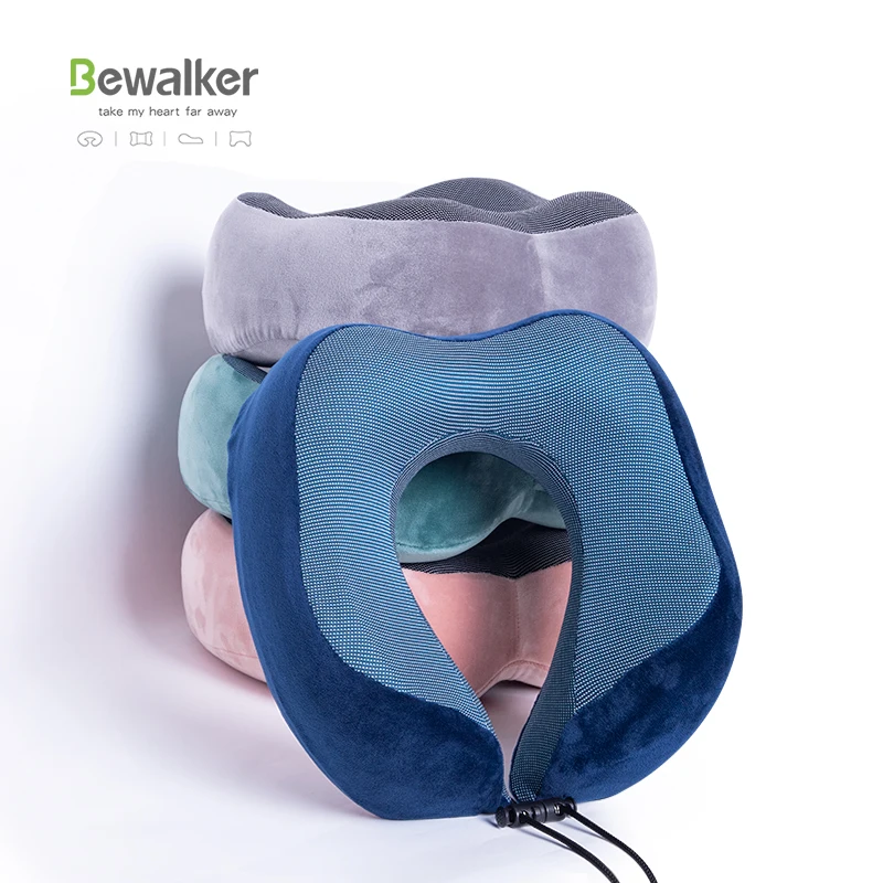 U-shaped customized magnetic cloth car airplane nap memory foam travel neck pillow