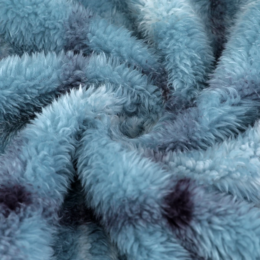 Custom Blanket Raw Material 100% Polyester Breathable Knitted Soft Sherpa Fleece Fabric With Printed