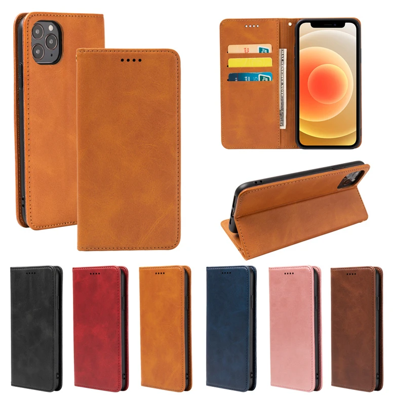 Hot sale magnetic case flip leather wallet case cover for iphone 11 pro max leather flip case