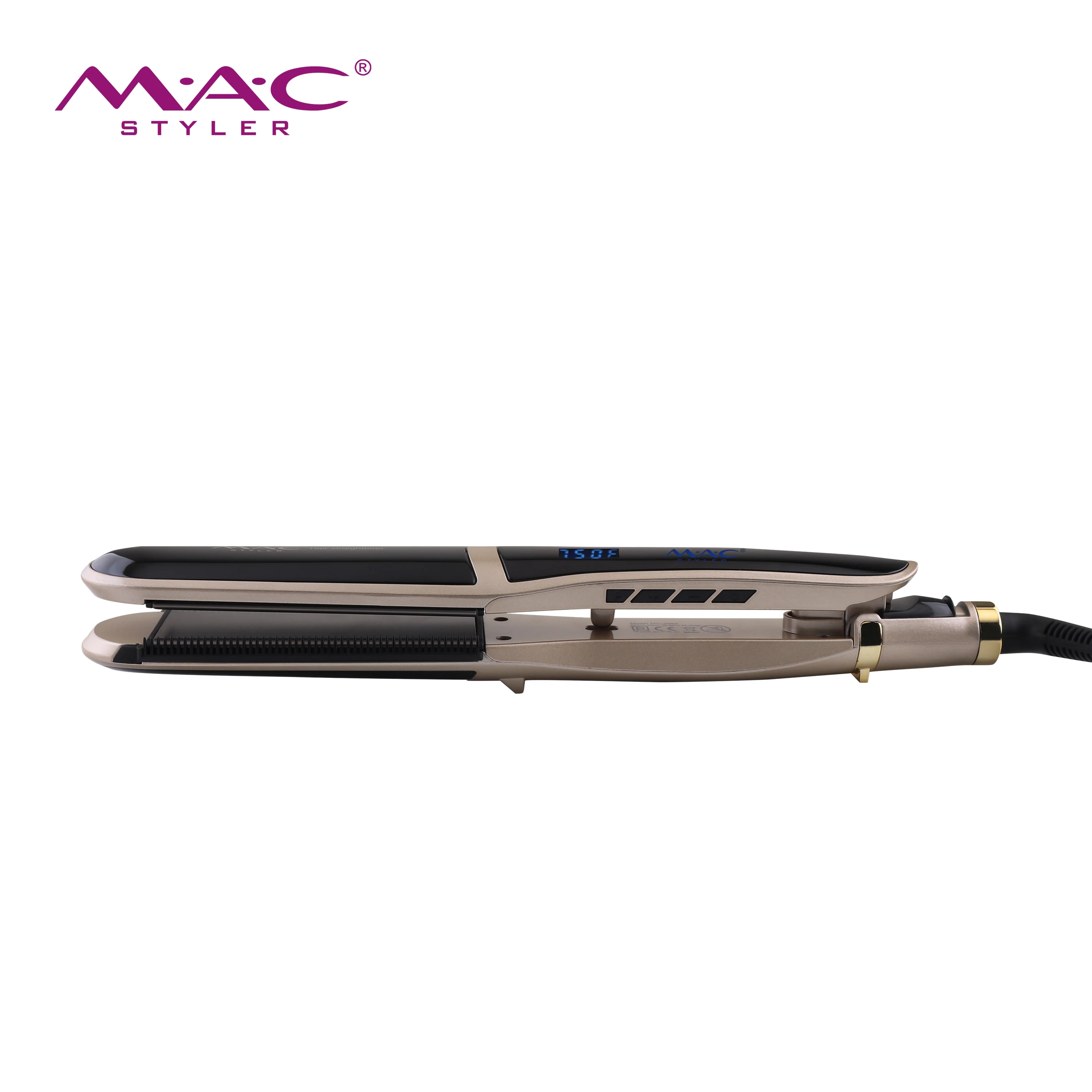 Wholesale Nano Prima Professional 750F LCD Screen Titanium Plate Flat Iron PTC heating Hair Straightener With Brush