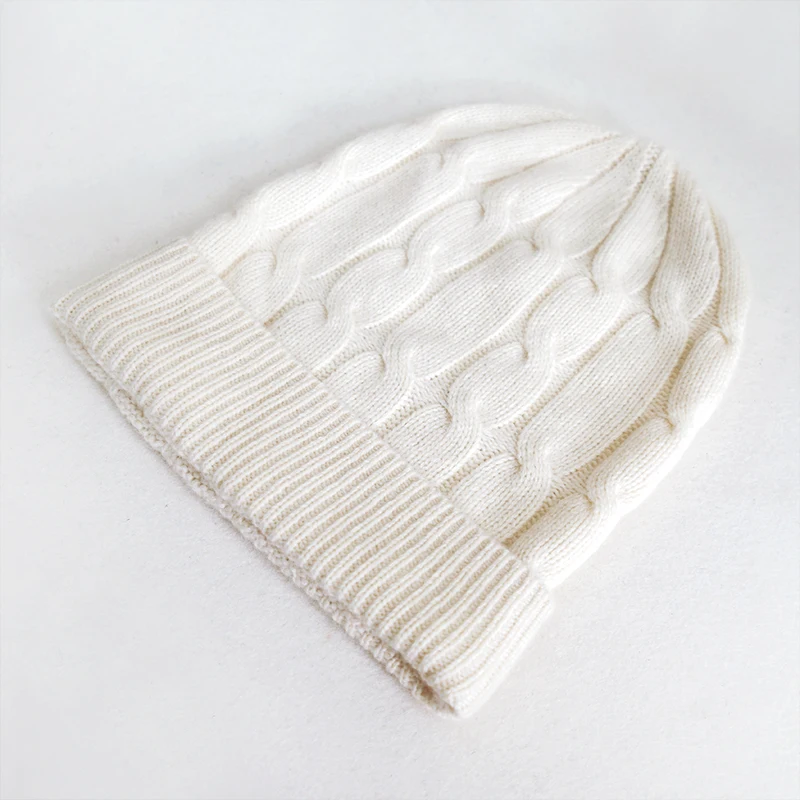 Custom 100% pure cashmere beanie winter luxury knitted women cashmere beanie hats