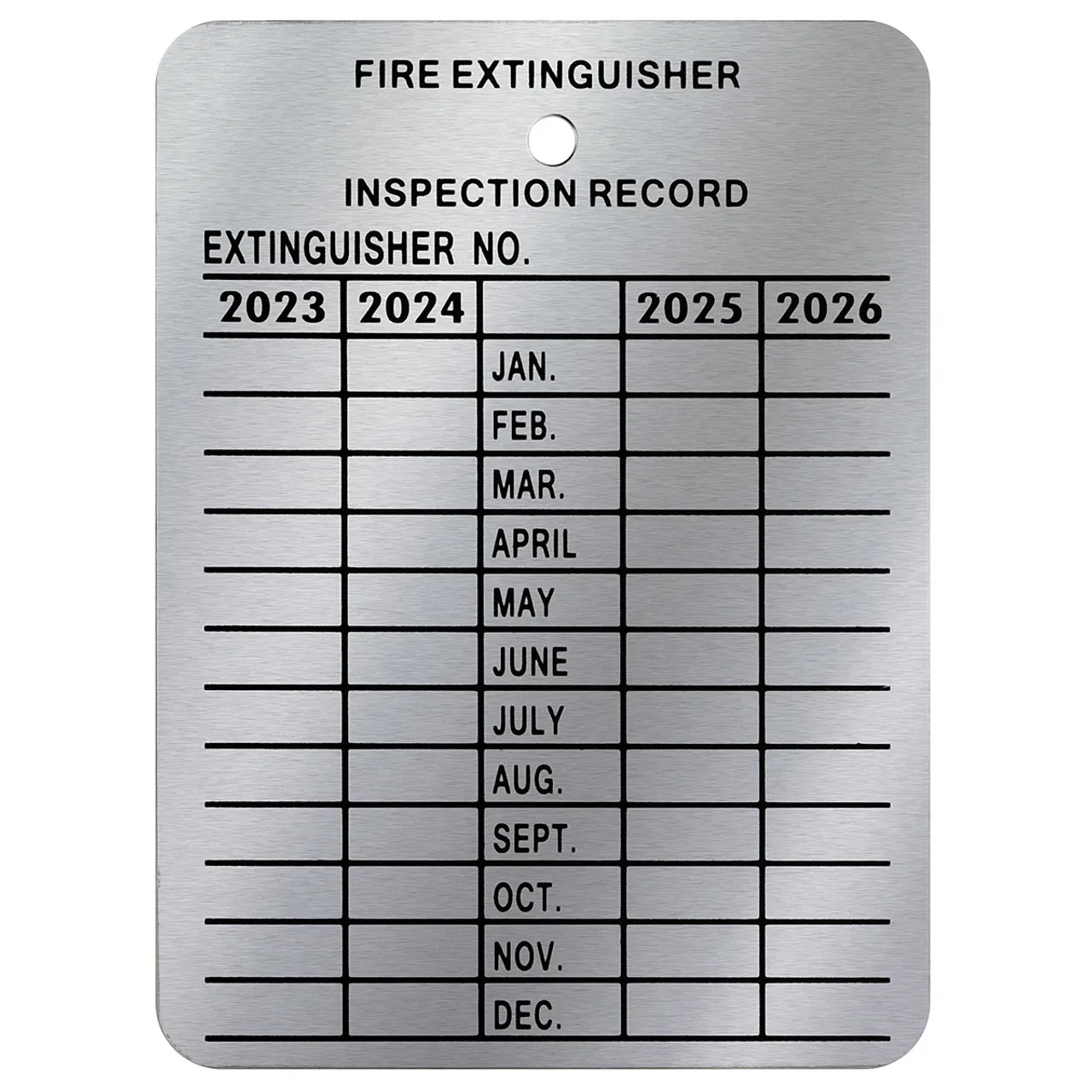 Heavy Duty Metal 4 Year Metal Aluminum Fire Extinguisher Monthly Inspection Tag