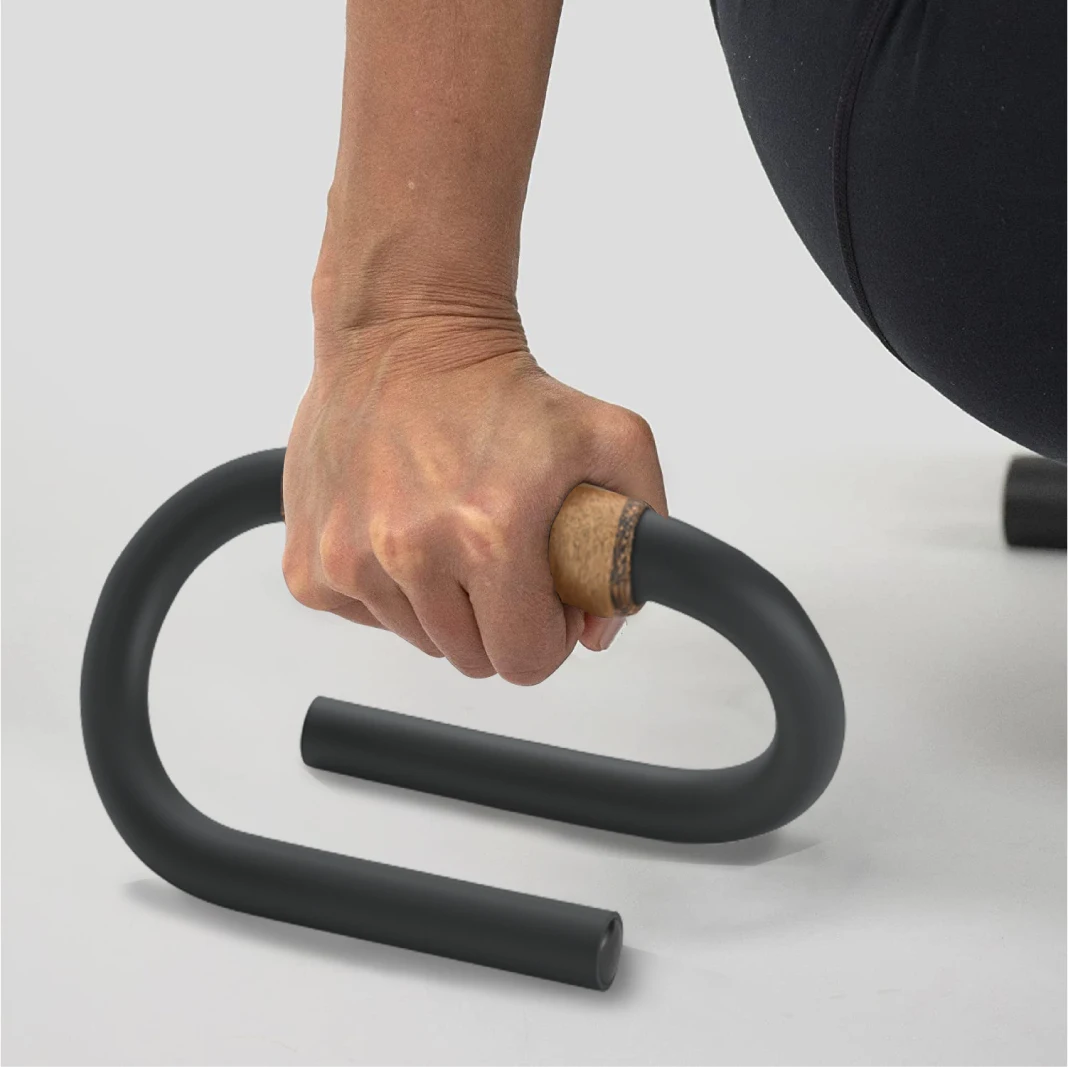 High Quality Home Fitness Steel  Cork Handle Push Up Bars Fitness Steel Metal S Shape Push Up Bar