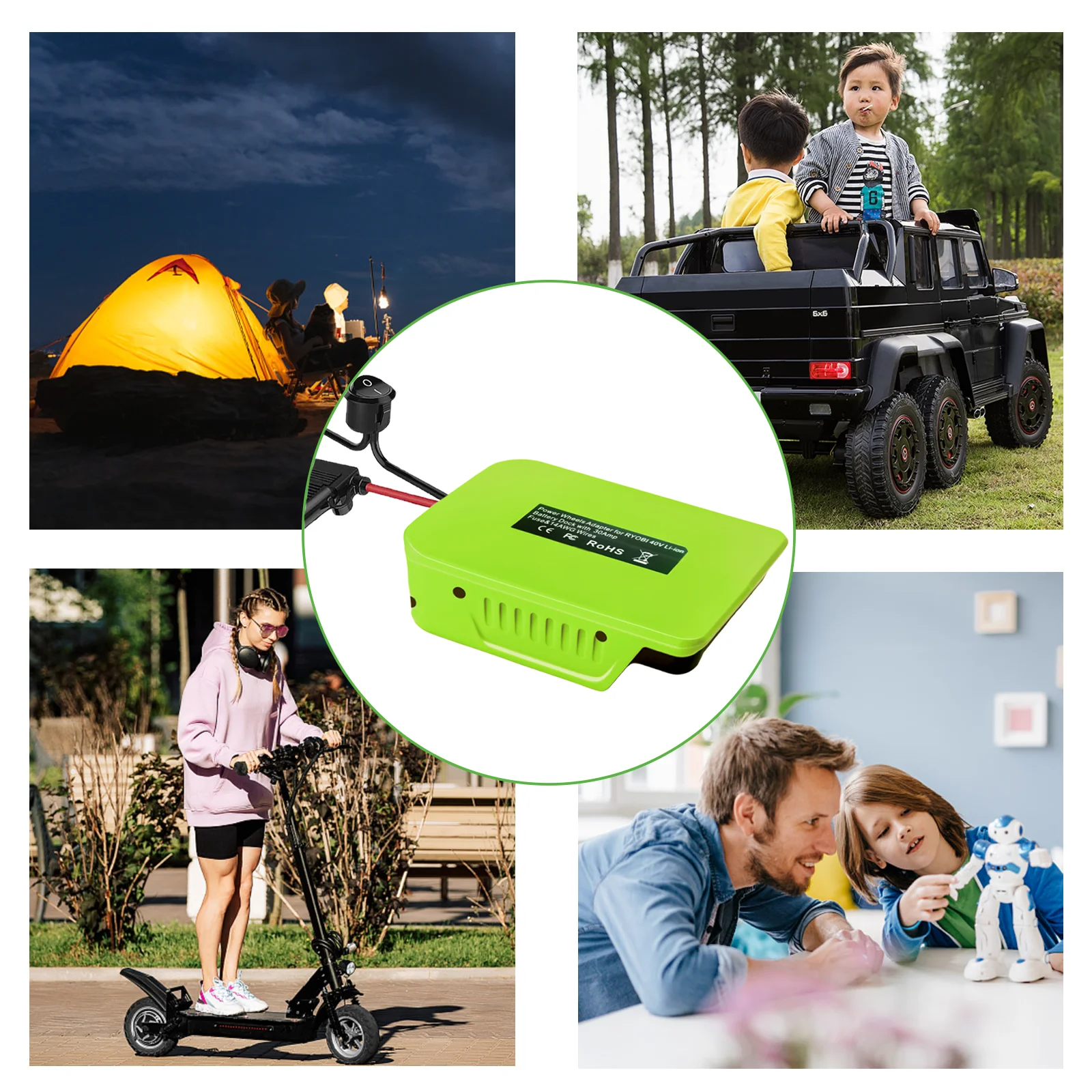 URUN Hot sale Compatible for RY OBI 40V lithium battery with insurance manual  DIY Power Wheels connect Adapter