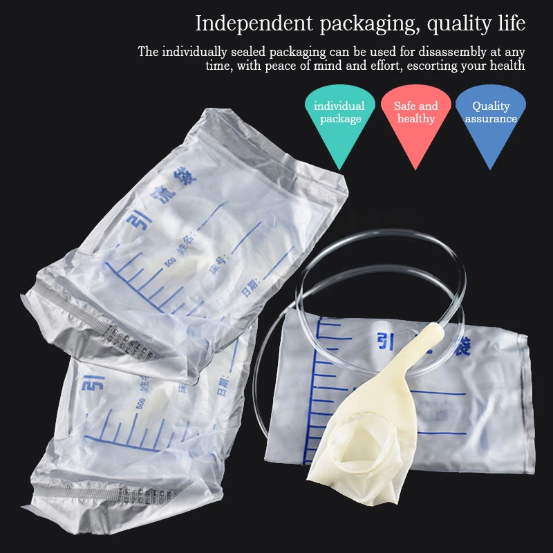 Hospital Use Urine Bag for Men Condom Sterile Medical PVC Disposable Urine Drainage Bag Toilets Adult Pee Holder Collector