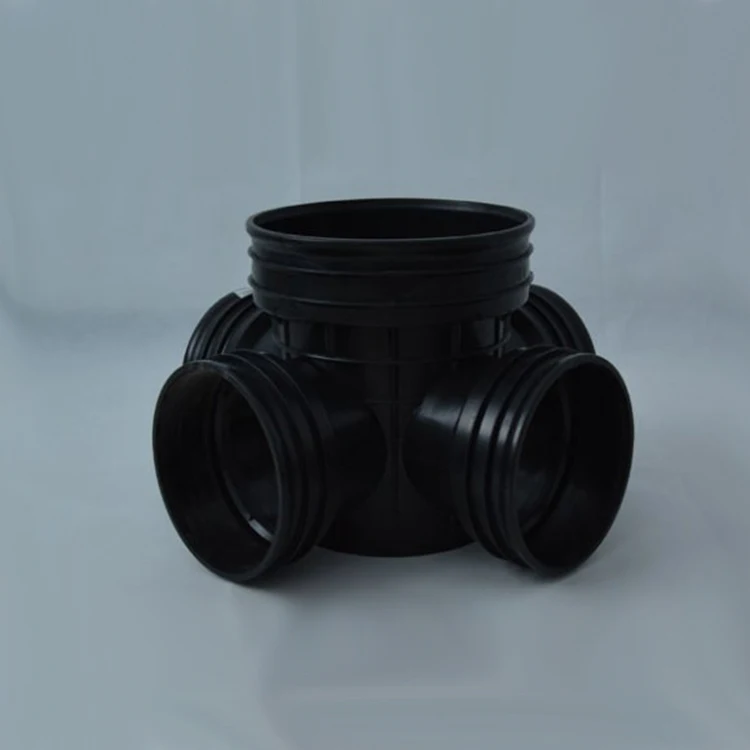 Rotational Molding Black Three-way Drainage Plastic Inspection Chamber