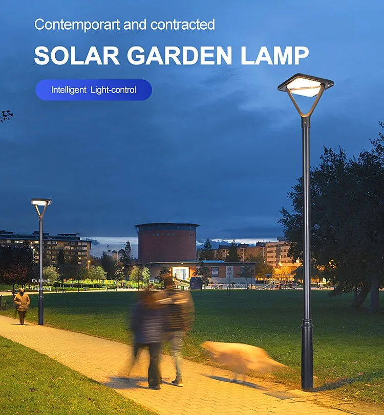 IP65 solar UFO power garden street light lamp pole 20w 30w 40w solar garden pole light