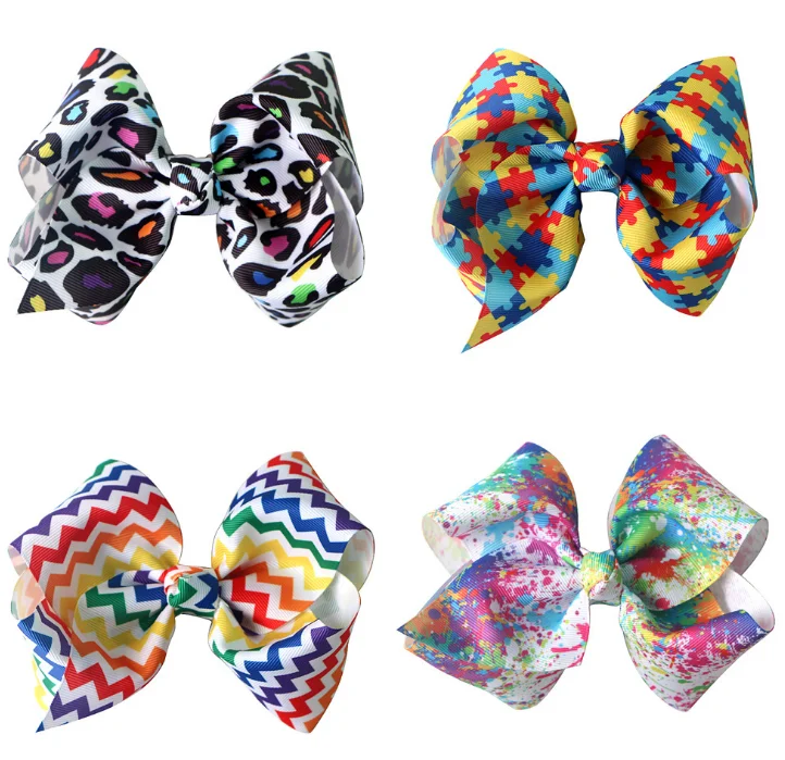 Diamond Printing Thread Ribbon Bow Hairpin Hair Ornament Plate Hair Rhinestone Tie Dye Fabric