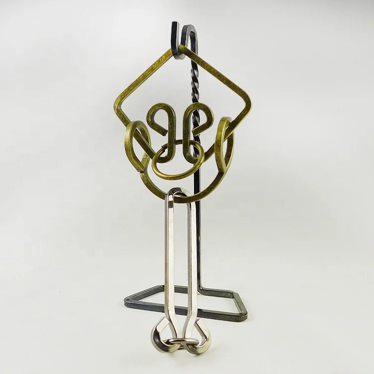 Brain Teaser IQ Test Disentanglemen Iron Link Unlock Interlock Game Chinese Ring Magic Trick Toy