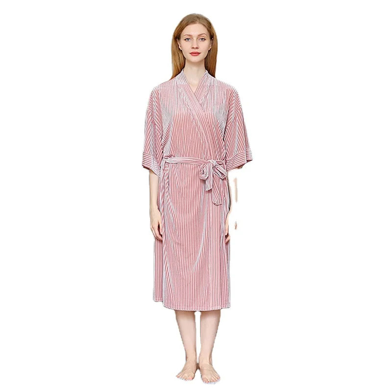 Wholesale Spa Bath Robe Women Kimono Beauty Velvet Bathrobe Robes Shiny ,Luxurious Robe