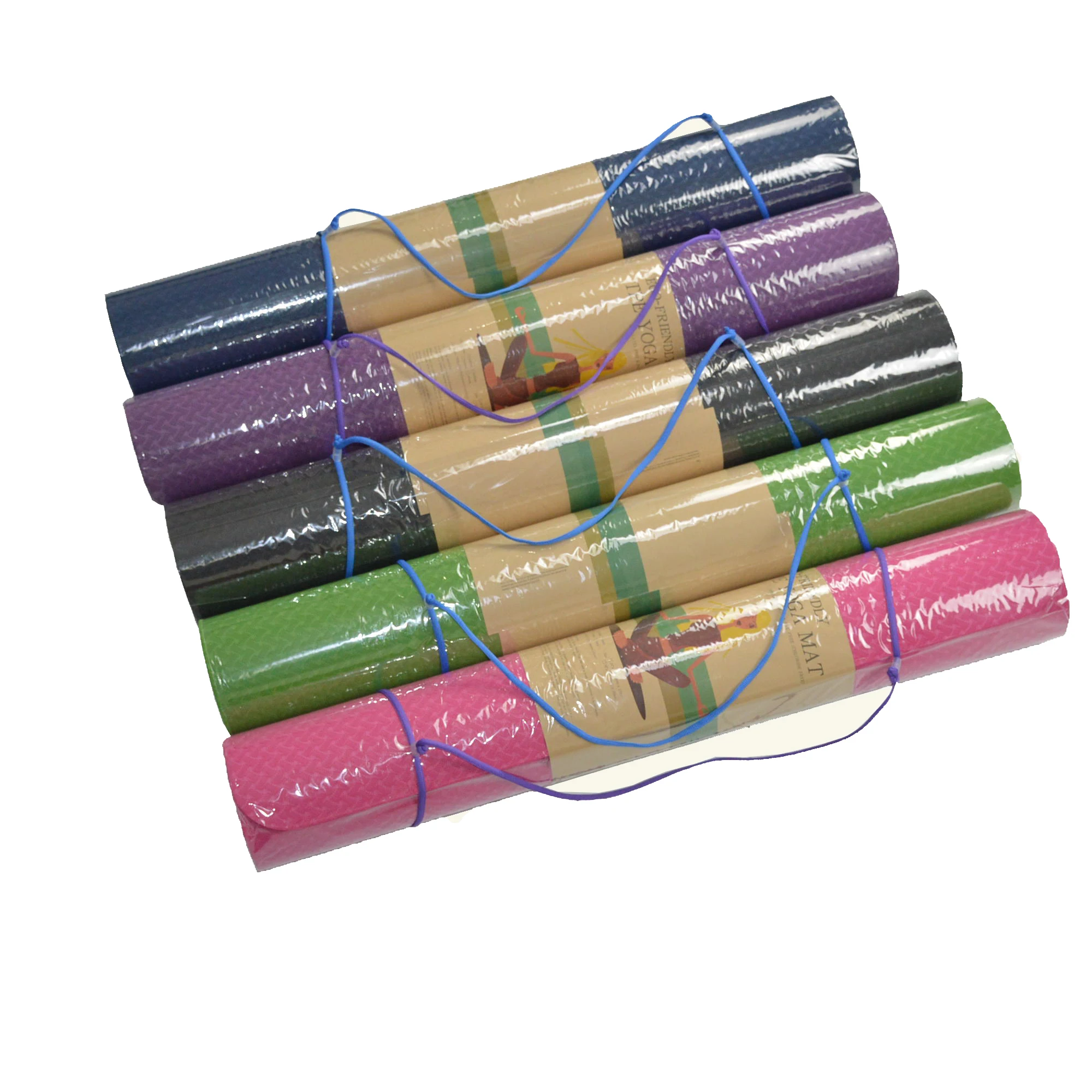 TPE anti slip waterproof eco friendly yoga mat with small eyelet hole to hanging up