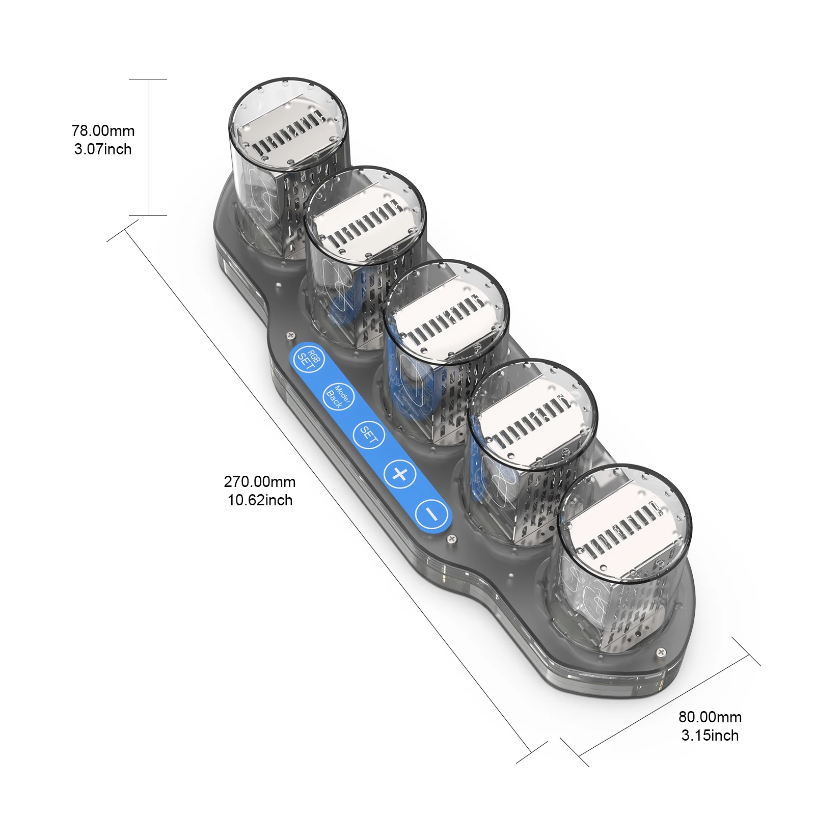 LED Light Nixie Tube Clock Simulation Gift Digital RGB 7 Colors 6 Display Modes Acrylic Glow Home Gaming Table Decoration Timer