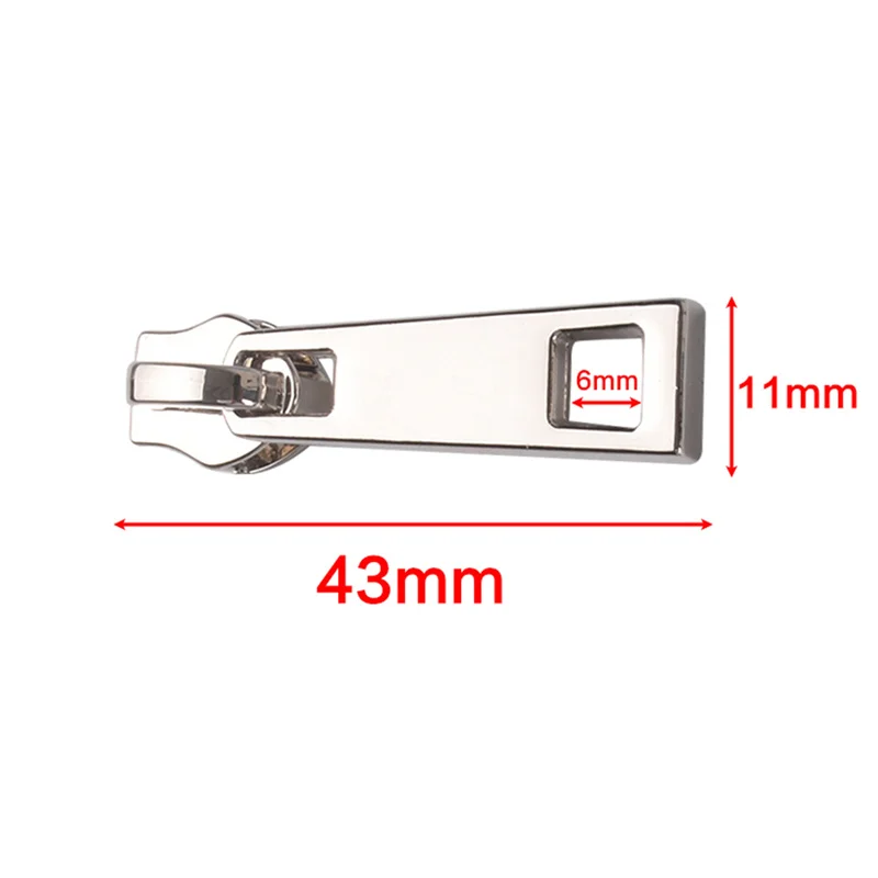 Ivoduff zipper head square shape silver 5# nylon head zipper pull