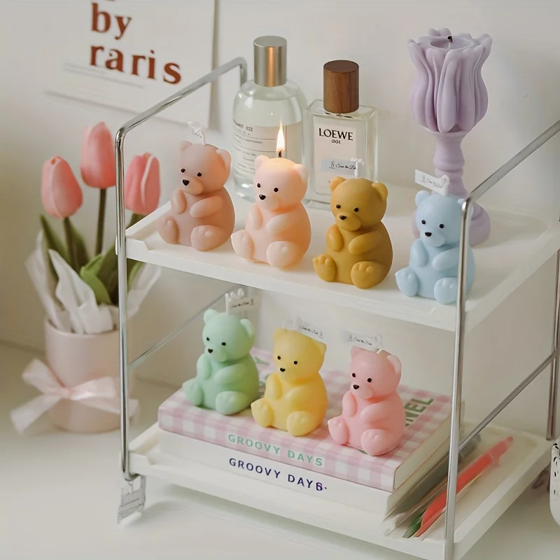 Wholesale Cute Sitting Teddy Bear Animal Aromatherapy Candles Home Scented Handmade Birthday Cake Creative Shaped Candles