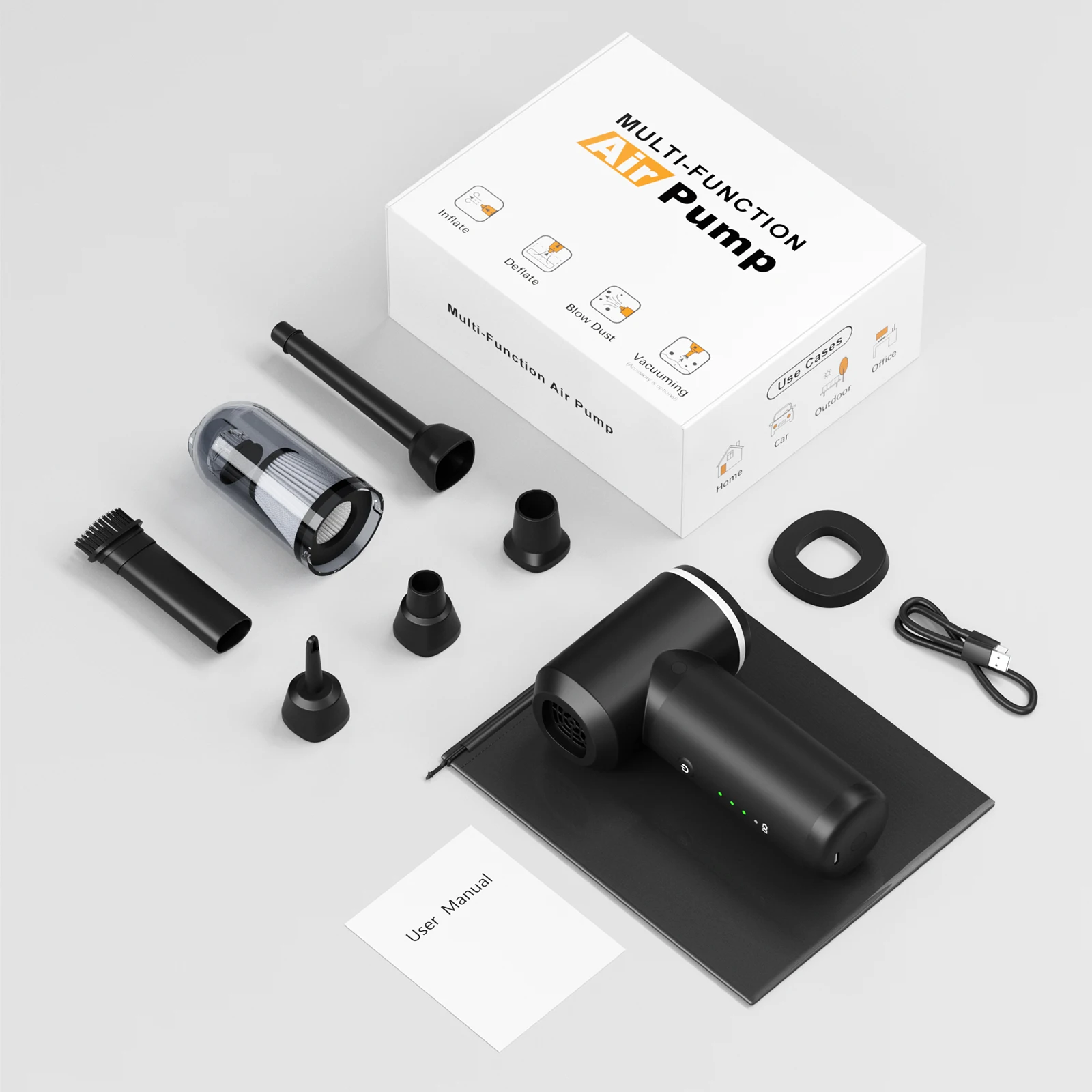 100K RPM Portable cordless high power jet air blower inflate deflat, desktop compressed air duster, wireless car vacuum cleaner