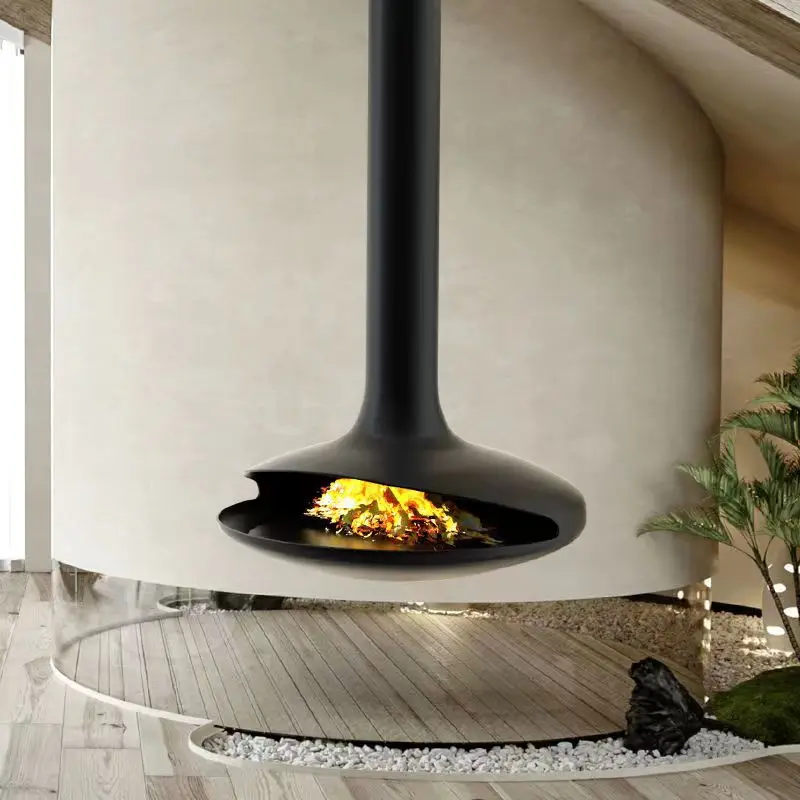 Unique design Hot Sale Hanging Indoor Heaters Ceiling Mounted Wood Burning Suspended Fireplace