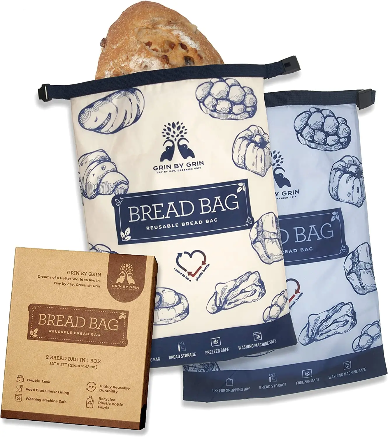 Oem Odm 1natural Unbleached Linen Reusable Food Safe Bread Dough Bag Natural Linen Bread Storage Bag