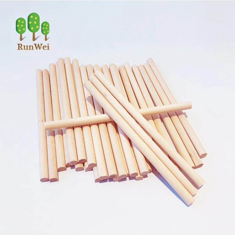 Wooden Craft Dowel Rods Unifished Round Hardwood Wooden Craft Sticks for DIY