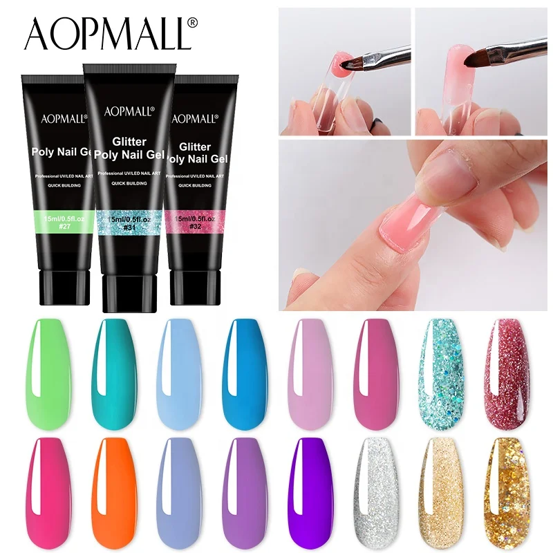 AOPMALL 2021 Nail Product 15ML Private Label Acrylic Nail Hard Nail Builder UV/LED Gel Poly