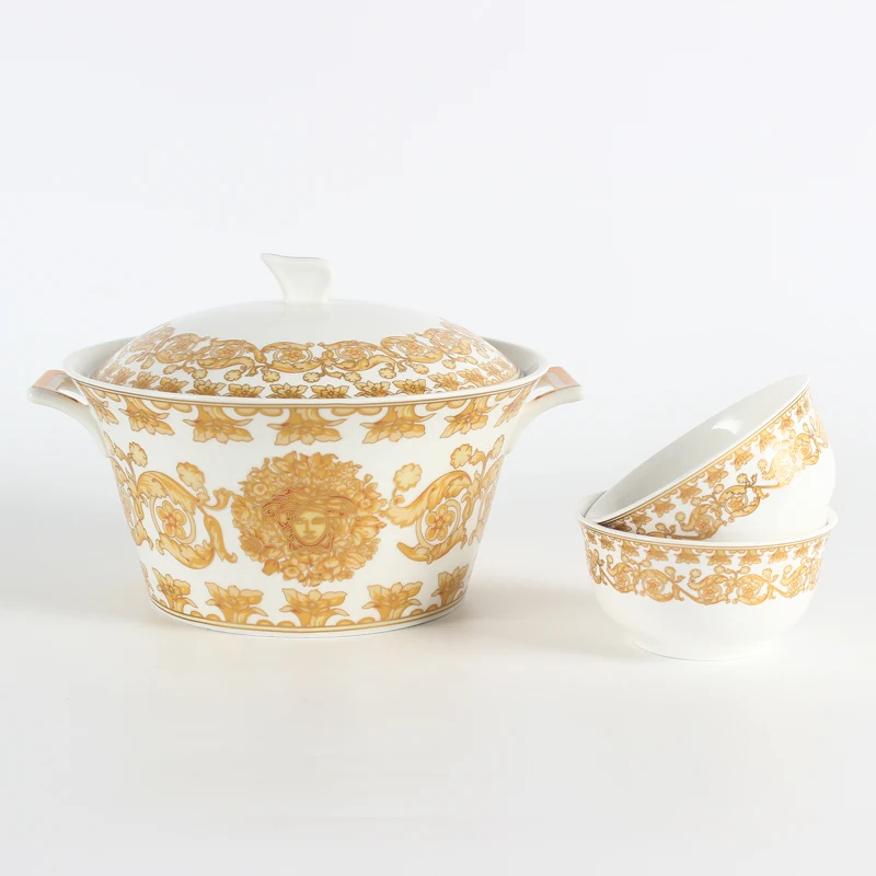2024 New Factory Price Hot Sale Ceramic Porcelain Soup Tureen Cooking Pot With Lid