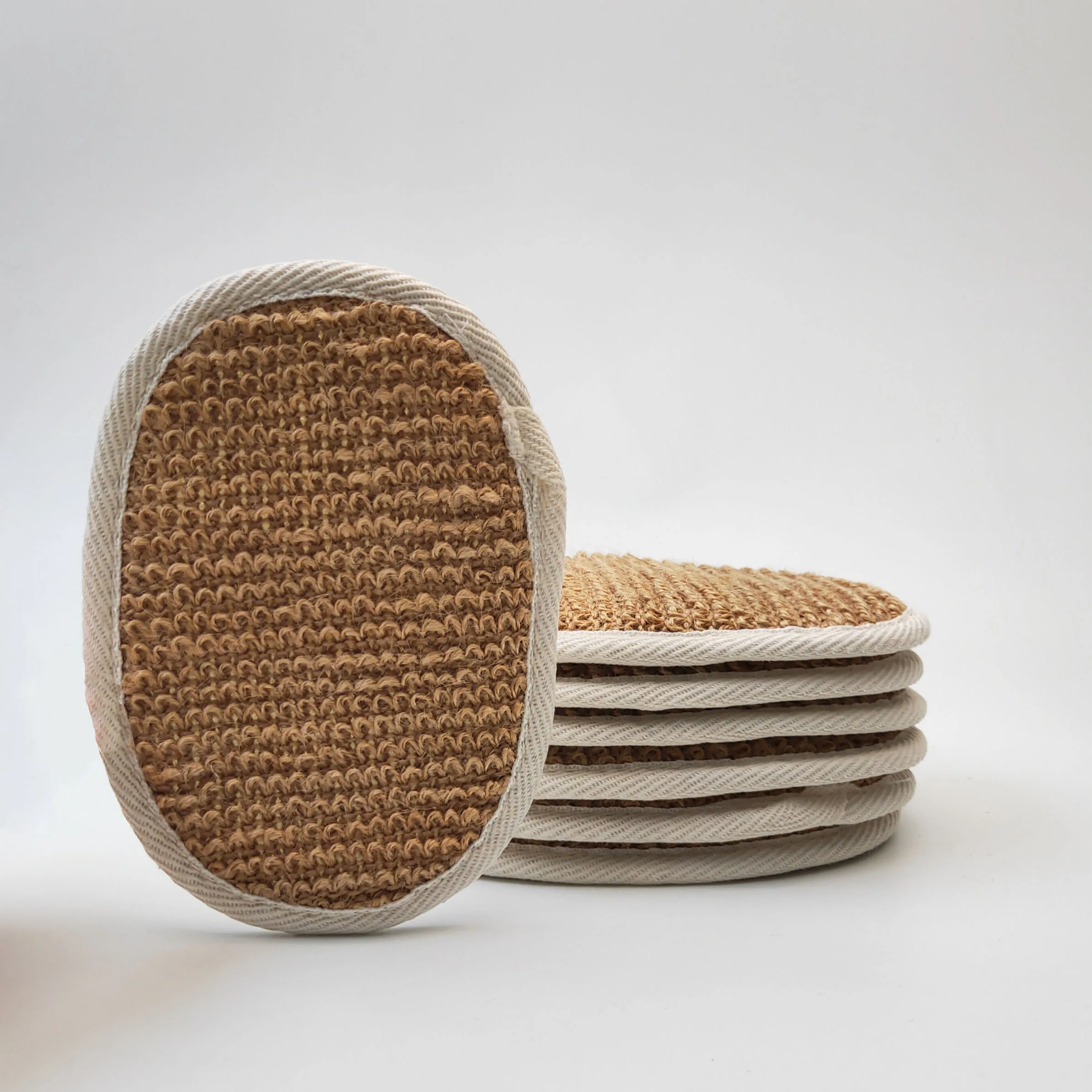 wholesale Natural Hemp Exfoliating Loofah Sponge Towel Natural Bath Scrubber Luffa Loofah Sponge Pads