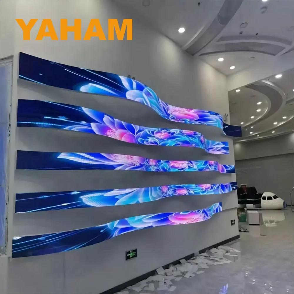 Indoor Pantalla led flexible p1.25 p1.56 p1.86 p2 p2.5mm Curved Soft Flexible Led Video Wall Display Screen For Shop Store bar