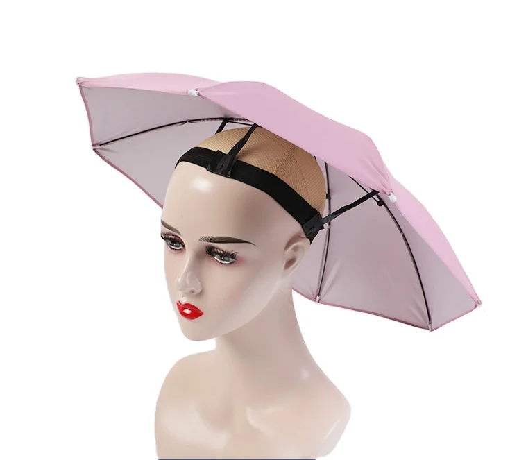 Wholesale head Umbrella Hat Headwear Umbrella for Fishing Hiking Beach Camping Head Hats outdoor sun-proof custom logo