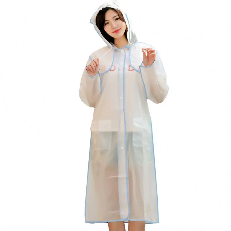 Portable EVA Raincoat for Adults, Reusable Rain Poncho with Hoods and Sleeves Lightweight Raincoats