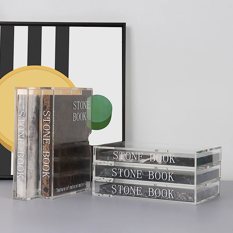 Customizable luxury marble simulation book ornaments home living room bedroom study decorations