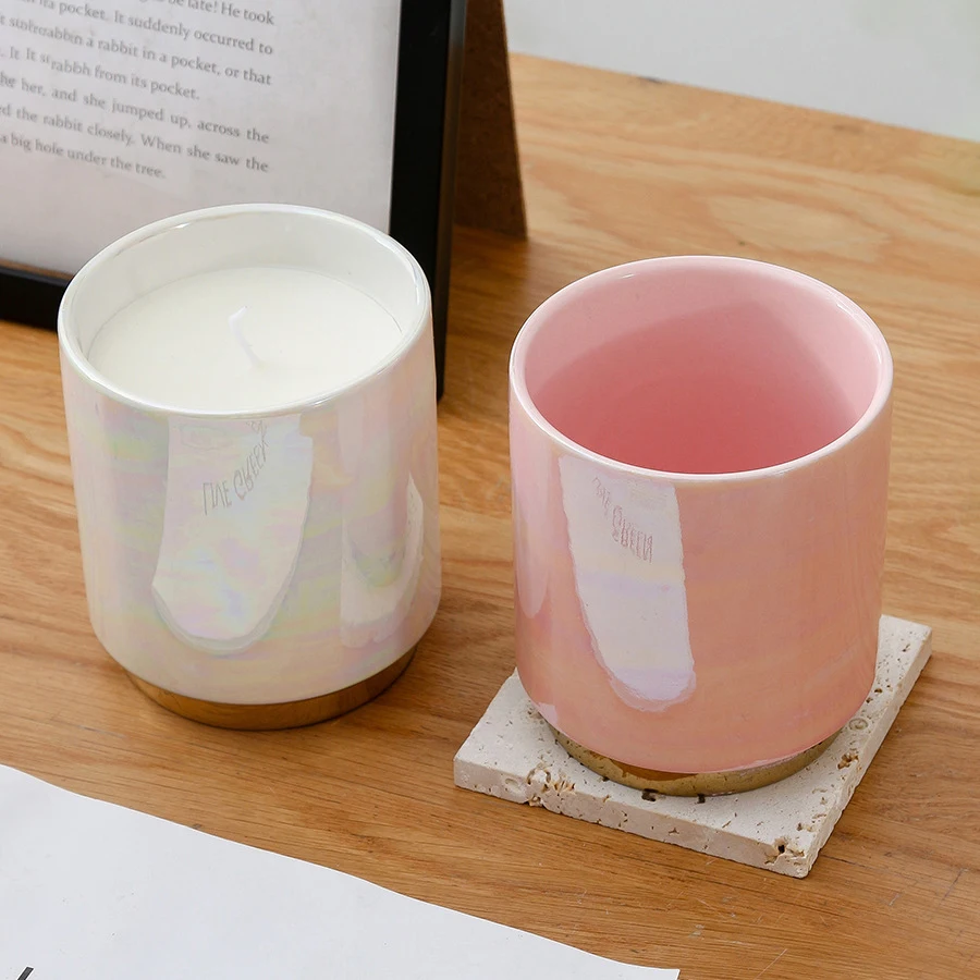 OEM 560ml ceramic candle jar 16OZ soy scented candle luxury fragrance candle sets