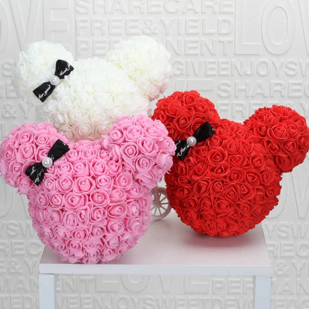 Beautiful Handmade Preserved Rose Teddy Bear for Girlfriend Love Gift