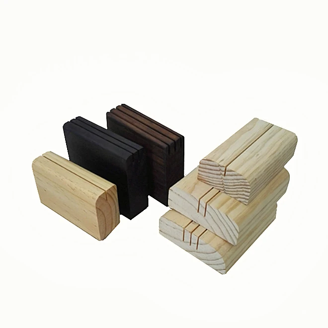 Dyed Wooden Card Holder Creative Flip 3 Slots Display Base Table Number Menu Holder Wooden Holders for Place Card Photo Calendar