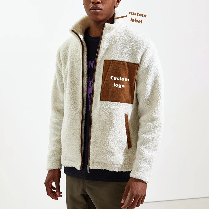 Custom Fashion Coats Man Warm Winter Classic Men Polar Sherpa Fleece Jacket with Pocket