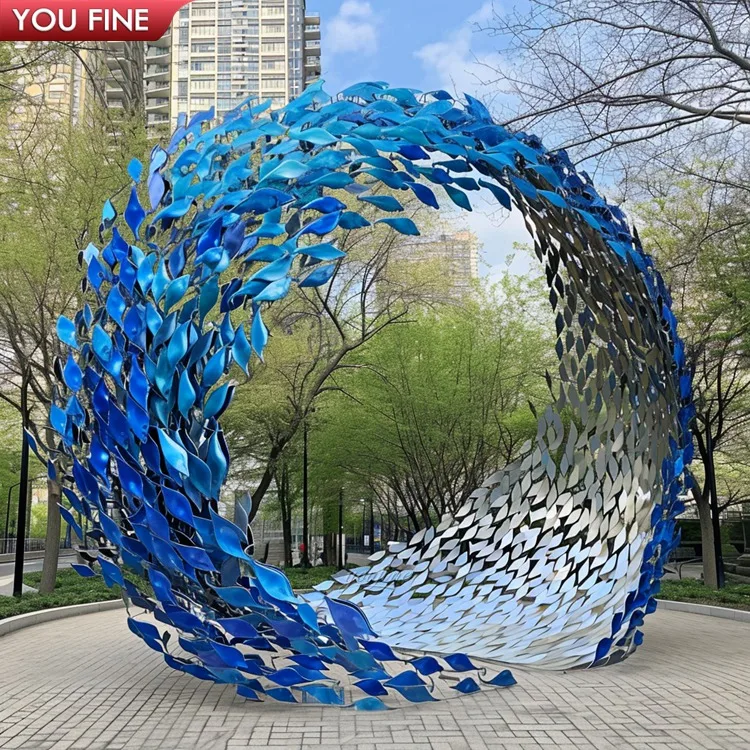 Urban Seaside Metal Stainless Steel Large Fish Sculpture